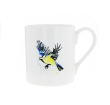 Load image into Gallery viewer, Design is taken from an original watercolor by Penelope Eyre. The delicate design features a Blue Tit in flight.